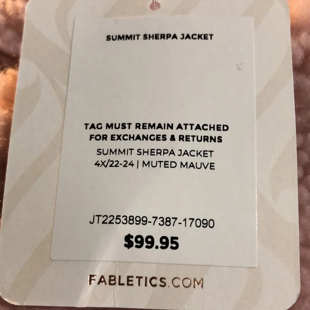 NWT Fabletics Sherpa Jacket 4X Muted Mauve - Picture 5 of 5